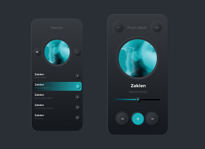 Music app Neomorphism app ui ux