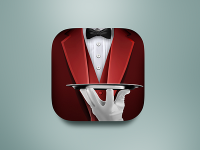 Waiter App Icon app icon bow tie coat creative icon iphone logo realistic red restaurant skeuomorphism waiter