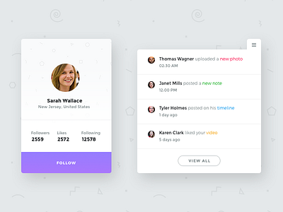 Profile And Notifications Card by MisterCreativ™ on Dribbble