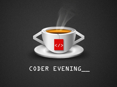 Cup 3d coder coffee cup evening grey icon icon designing logo red tea ui design user interface design web design web designing website design white