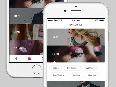 Categories beauty categories expand ios iphone list ui