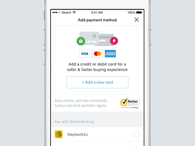 Add a new card card icon ios mobile payment ui