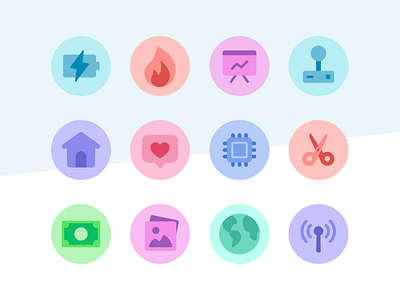 More multi-tone icons battery cut earth fire game home icon set icons money signal