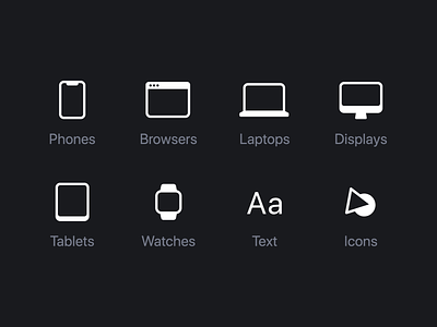 Objects displays icon laptops phone tablet ui watches