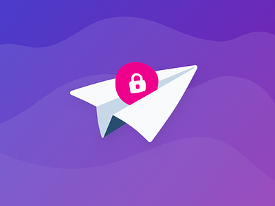 Riding the wave airplane email illustration lock mail password plane purple sky