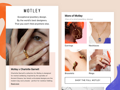 Motley - Designer Landing page designers earrings ecommerce grid jewellery landing landingpage minimal mobile rings shop shopify shopify theme web