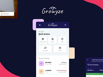 Growyze App activity app dashboard design homescreen minimal prototype