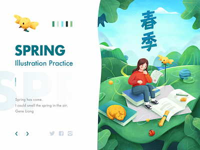 spring design font green illustration spring ui web