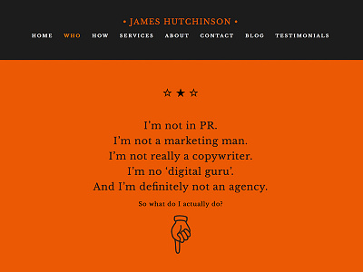 James Hutchinson - writer graphic design squarespace typography websites