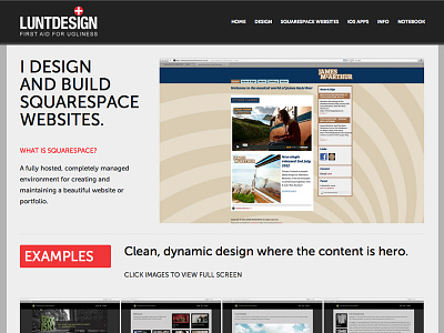 Early WIP Squarespace examples page squarespace