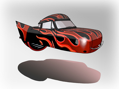 Fire Engine design finish fire engine flame floating flying car future illustration