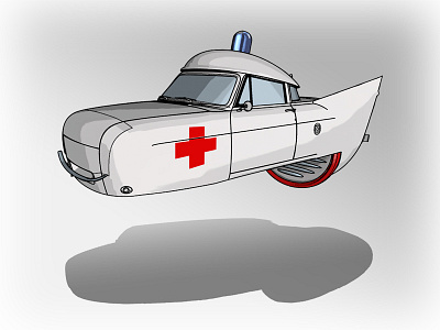 Ambulance ambulance design finish first aid floating flying car future illustration red cross
