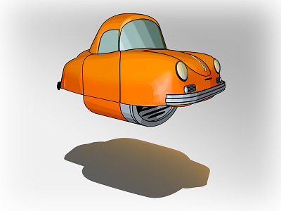 Orange Cab design finish floating flying car future illustration orange cab