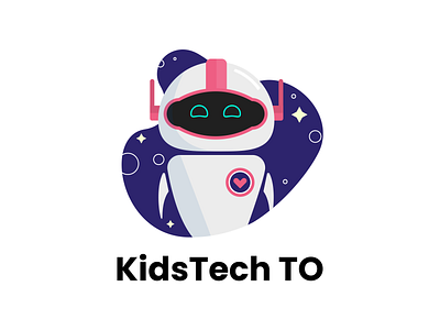 KidsTech TO Logo branding clean cute designertron freelance fun futuristic illustration illustrations kids meetup robot space tech tech logo toronto vector