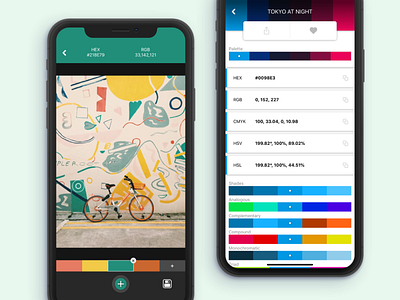 HueSnap Color Snapper and Color Details Page app color color palette color picker color scheme color tool colors huesnap inspirations mobile app mobile design mobile ui web app