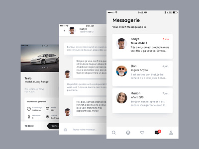 prime App - Message screens app cars contact message minimalist modern ui ux