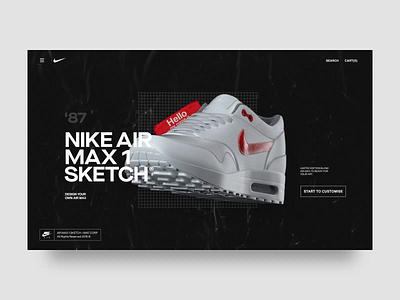 Nike Air Max Sketch® concept 3d art animation animations c4d dark fashion interaction design nike sketch sticker typogaphy ui uiux web website