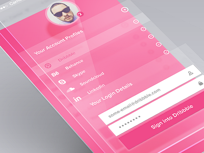 Remember Me App account dribbble form interface mobile pink ui