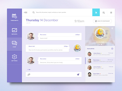Time Chat App avatar chat date design icons time time tracker ui