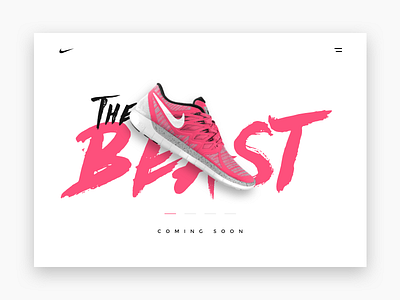 Nike Landing app beast minimal nike pink running shoes sketch ui ux