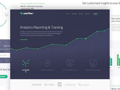 Userflow Landing analytics dark ui flat illustrator sketch ui ux web design