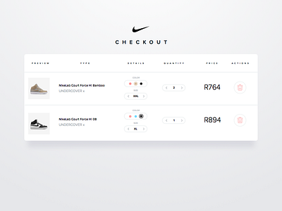 Nike Checkout UI card + Free sketch file