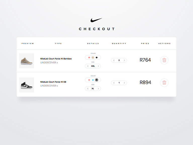 Nike Checkout UI card + Free sketch file by Calvin Smith on Dribbble