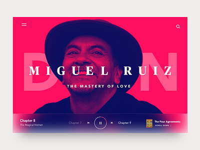Don Miguel Ruiz - Audio Player author book clean design duotone player read website