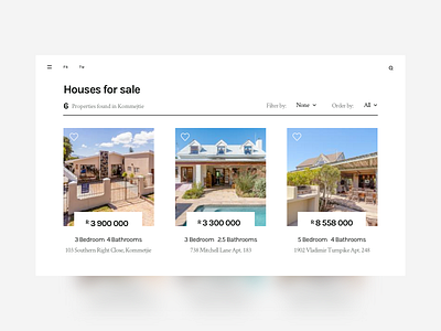 Home Listings Concept app card clean desktop estate home minimal muzli ui