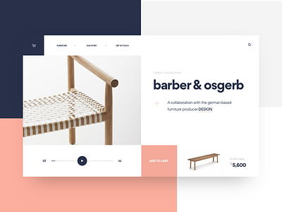 Barber & Osgerb app clean designers desktop furniture invision ios minimal mondrianizm muzli studio ui