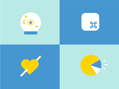Predictions and data blue icons predictions