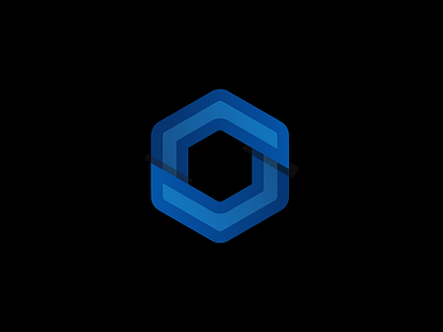Square "O" Mark blue tones cryptocurrency design gemeotric logo mining farm