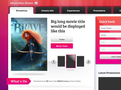 Landmark Cinemas progress shot web design webdesign website