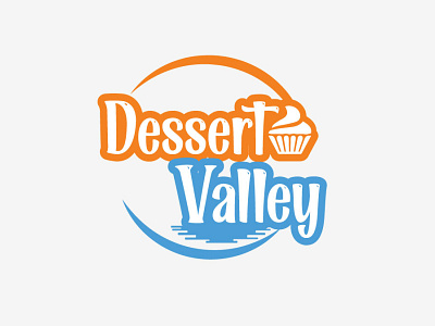 Dessert Valley Logo Design baking branding cake cupcake design dessert food geometric graphic design illustration kids lines logo mark muffin premium restaurant sweet vector yellow