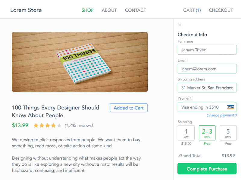 Product Page + Checkout, Day 002 by Janum Trivedi on Dribbble