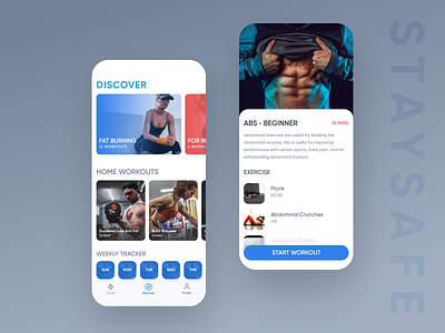 Start Workout App - #staysafe concept detail view discover exercises figma iphonex ui user interface workout