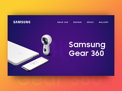 Samsung Gear 360 Landing Page Concept concept design gear 360 isometric landing page samsung ui user interface ux website