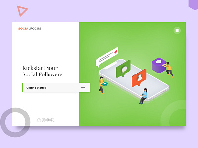 Increase Your Social Media Followers - Landing Page concept gradient illustration isometric landing page minimal design social media split web design ui user interface ux webdesign