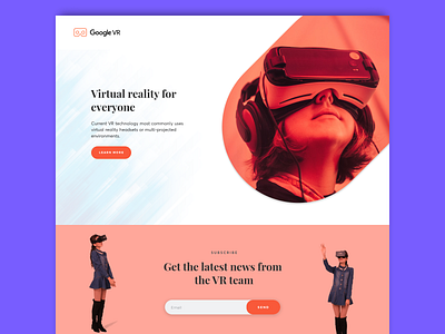 VR Landing Page Concept concept google landing page minimal design photoshop subscribe ui user interface ux virtual reality vr webdesign
