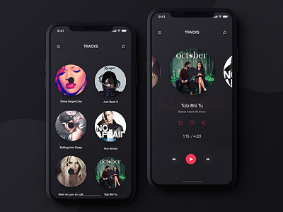 Music Player App Dark app concept dark ios iphonex music playlist spotify ui uidesign user interface ux