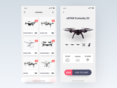 Drone Product App - IphoneX adobexd app concept drone ecommerce ios iphonex ui uidesign user interface ux uxdesign