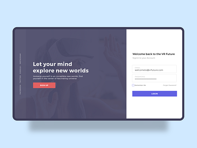 VR Future Login Page