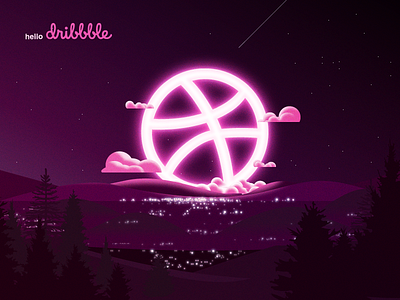 Hello Dribble citylights dribbbleshot farizalrosli future hellodribbbles illustration iszkoart monochromatic mountain night