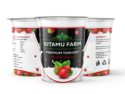 Strawberry Yogurt Design branding design graphic design illustration logo mockup packaging typography