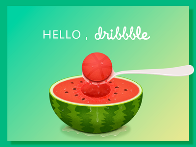 Hello Dribbble debuts illustration refresh summer sweet watermelon