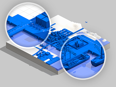 AG5 World (in progress) #3 3d blue cinema 4d city isometric modular rendering ship world