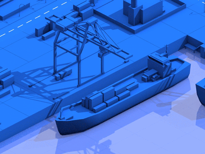 [gif] AG5 World (in progress) #4 3d animation cinema 4d container gif harbor isometric rendering ship