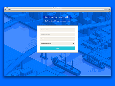 Get Started Screen 3d blue form illustration input interface isometric signup ui visual web