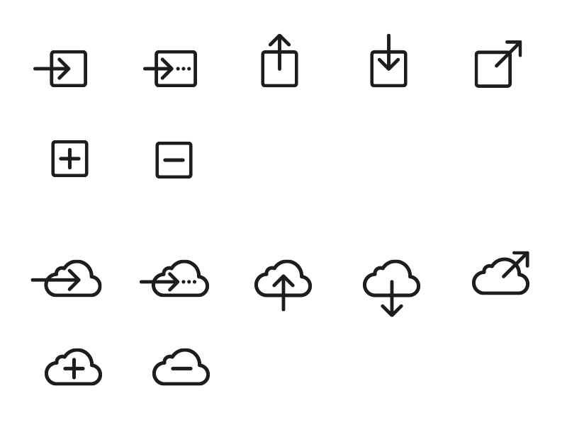 File Handling Icons icon button action file save upload download share cloud add remove save as