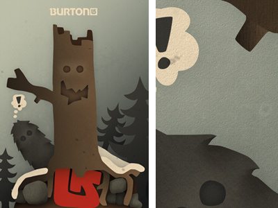 »Ghosts Of The Mountain« blue brown burton characters forest gnome gray illustration red structure tree vector